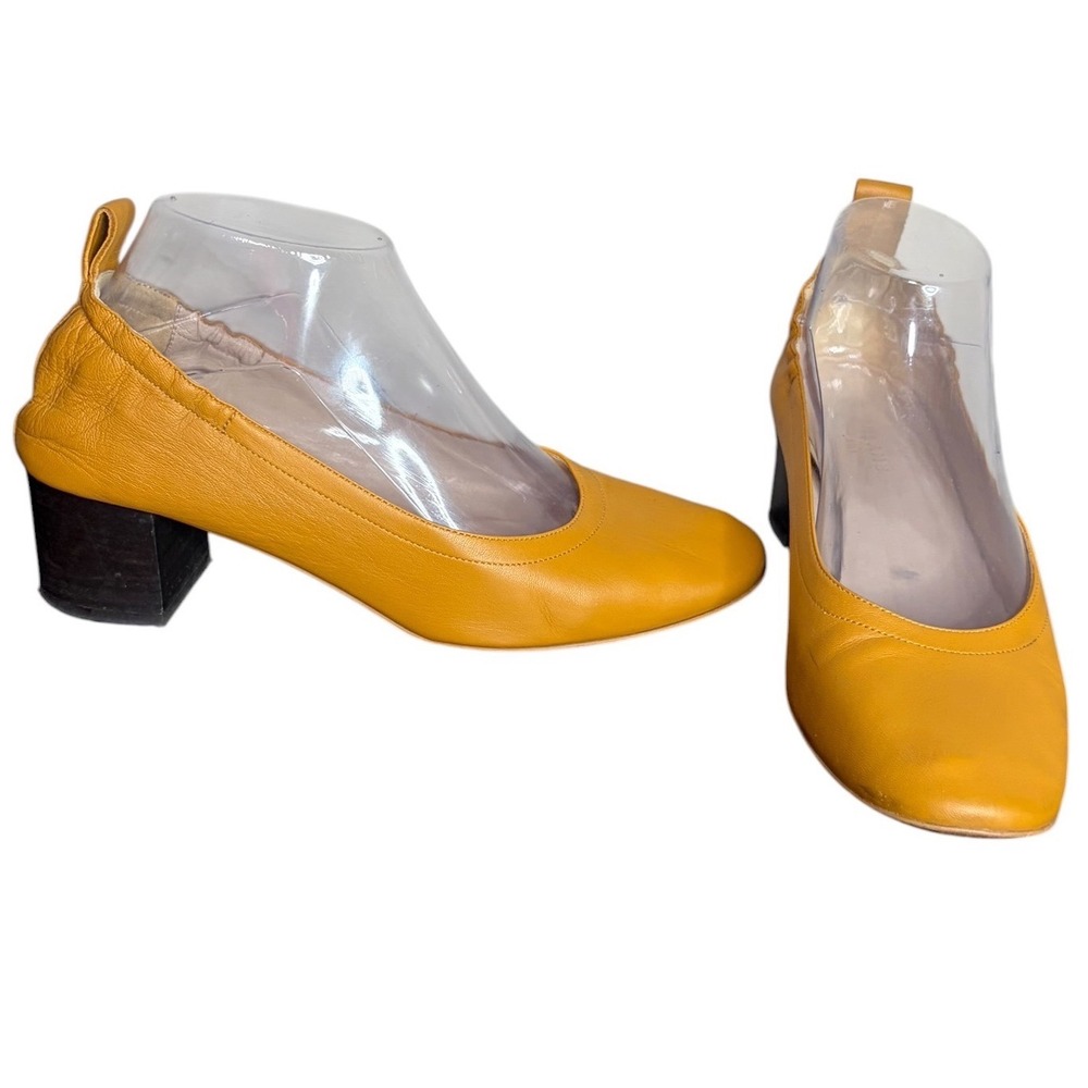 Everlane Mustard Yellow Glove Heel‎ Leather Block Pump Women's hi Size 7